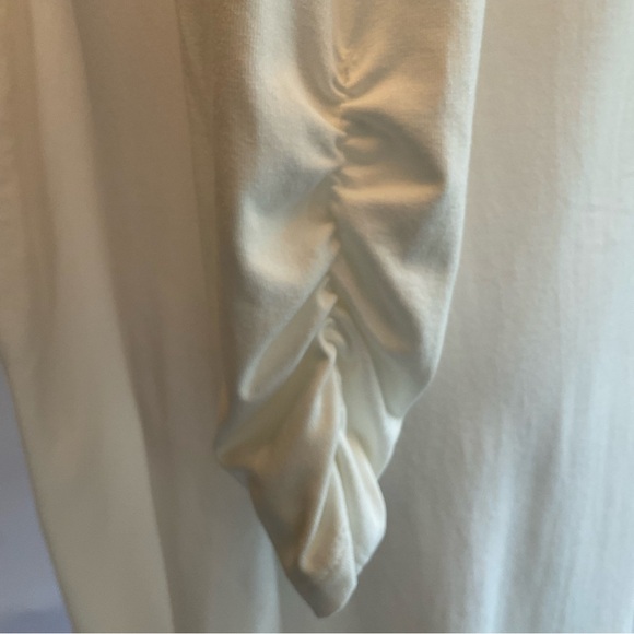 NWT Kim Rogers Small Cream Hi/Lo Button Down Long Sleeve Tunic Shirred Sleeves - Picture 7 of 10